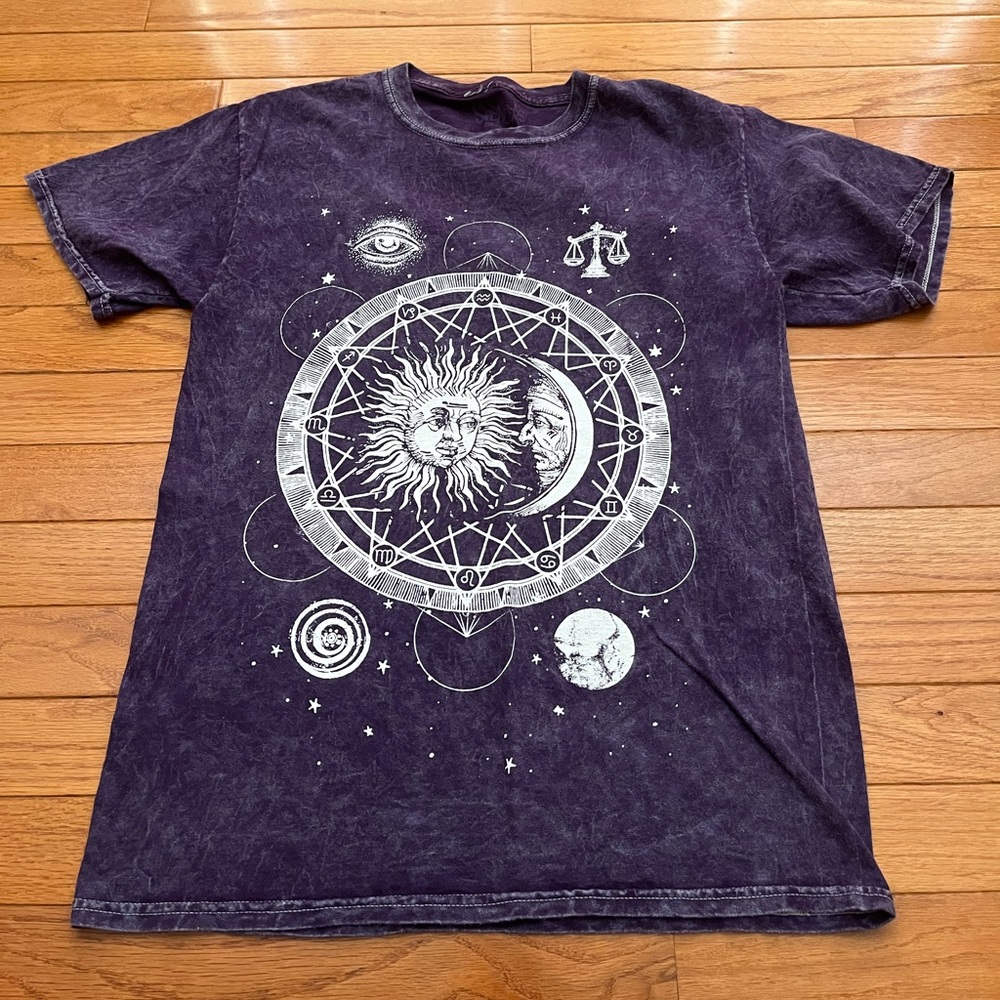 Acid Washed Purple Graphic Tee - Size S